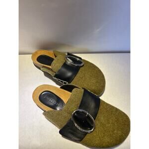 J.W. Anderson Men's Mules Slippers Loafers Felt Leather 39/6.5-7 Moss Green